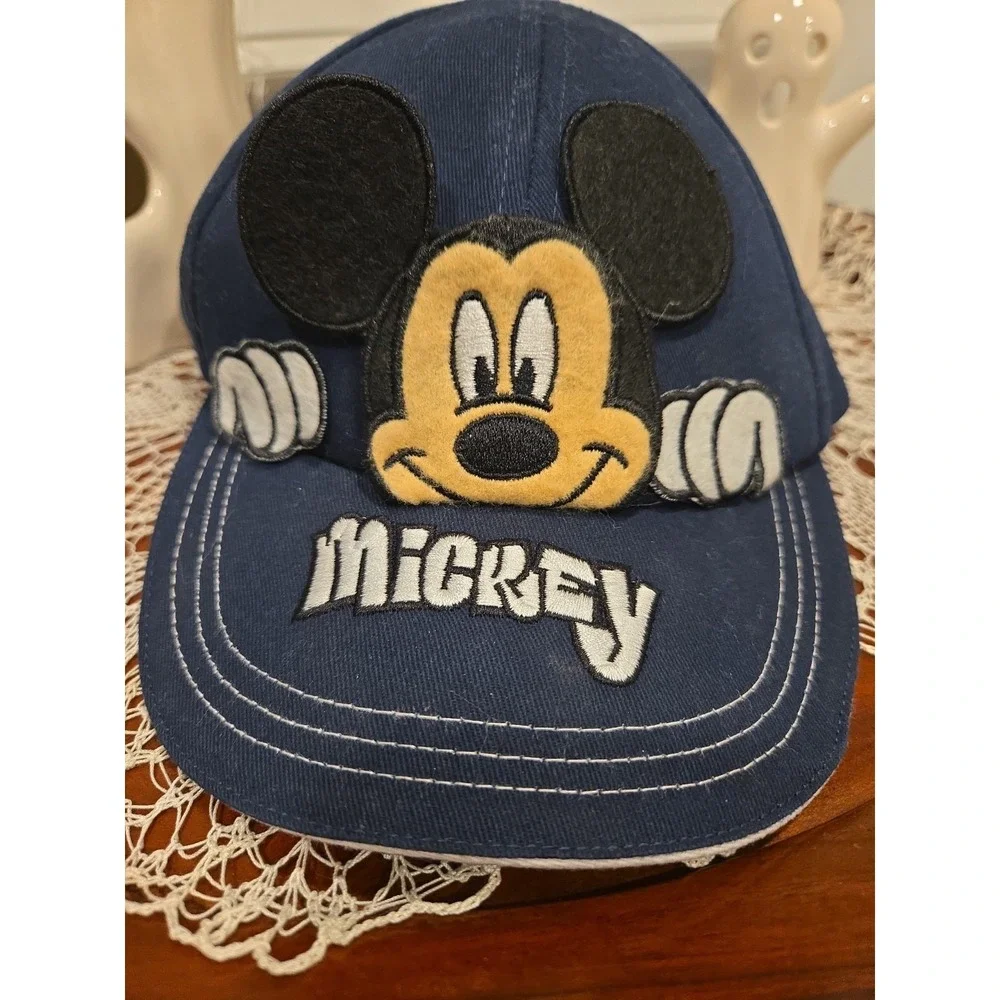 Disney Mickey Mouse 3D Ears Blue Baseball Cap Adjustable Kids Hat Embroidered
